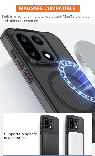 Image of Kapa Wave Magnetic Frosted Grip Back Cover for OnePlus 15 | [MagSafe Compatible] Wireless Charging, Slim, Metal Buttons Matte Finish Back Case (Grey)