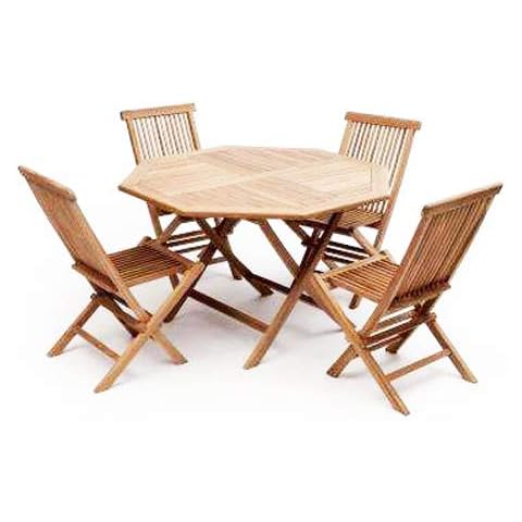 Wooden Teak Garden Furniture Set, 4 x Folding Chairs Cover