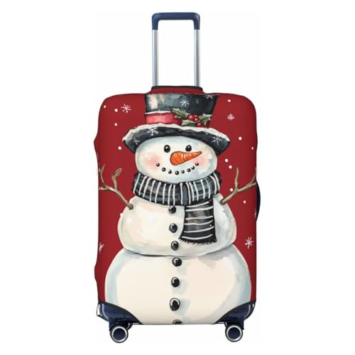 Watercolor Cute Snowman Black Top Hat Elastic Travel Luggage Covers Dustproof Scratch-Resistant Suitcase Protector Fit 22-24 Inch