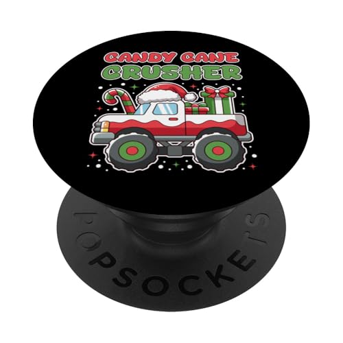 Camiseta navideña Candy Cane Crusher Monster Truck PopSockets PopGrip Adhesivo
