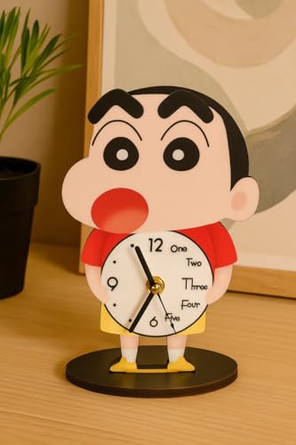 Image of CORAL TREE Kids Cartoon Table Clock, Cute Character Design, Analog Silent Sweep Movement, Durable MDF Body, Multicolour, 22 cm