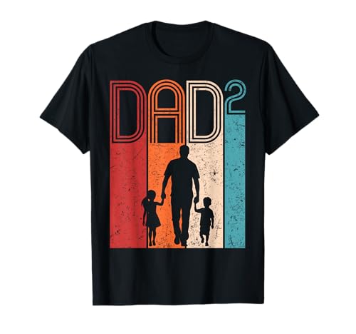 Dad Squared Vintage Father Son Daughter Father's Day retro t-shirt, Preto, Pequeno