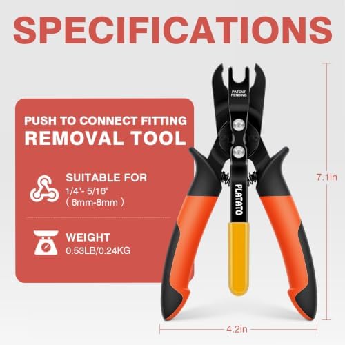 PLATATO Push to Connect Fittings Disconnect Tong Tool for Removing Push-fit Pneumatic Fittings 1/4”, 5/16” (6mm, 8mm) Quick Connect Air Hose Fittings Removal Tool — 사진 2