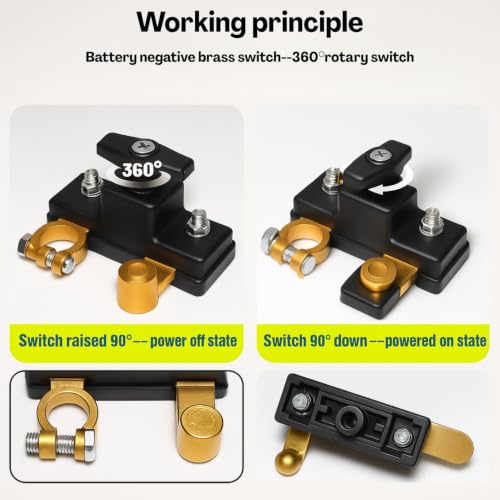 Image of Car Battery Cut Off Switch, Heavy Duty Power Disconnect for Vehicle Safety, Durable Terminal Kill Switch, Easy on Off Control for Vehicle Truck SUV RV Boat