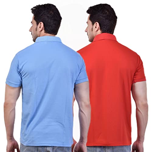 Image of SMAN Men's Polo T-Shirt Regular Fit Half Sleeve Multi Color Combo Pack of 2