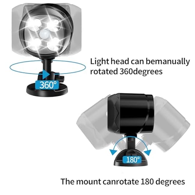 Battery Motion Sensor Light Outdoor, IP65 Waterproof Wireless 6000K Outside Light for Garage/Pathway/Yard (2 Pack, Black)