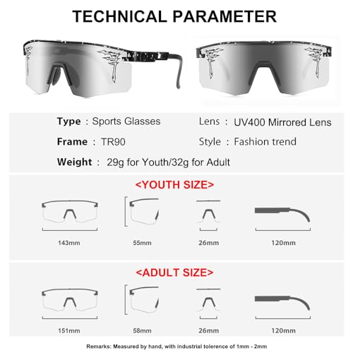 Acexpnm Two Sizes Baseball Sunglasses For Adults And Youth Boys Girls Kids Uv400 Men Women Outdoor Sports Sun Glasses  thumb #4