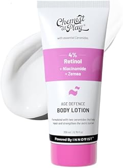 Chemist at Play Anti-Aging Body Lotion with 4% Retinol, Niacinamide & Zemea | Skin Brightening for Dry & Oily Skin | Fights Visible Signs Of Aging 200ml