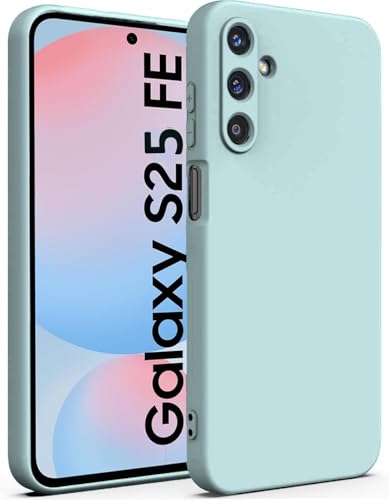 Image of DIZORO Microfiber Candy Case Compatible for Samsung S25 fe Smooth Touch Cushion Liquid Soft Silicone Gel Rubber Phone Cases Non-Slip Full Body Protective Shockproof Back Cover - Mint