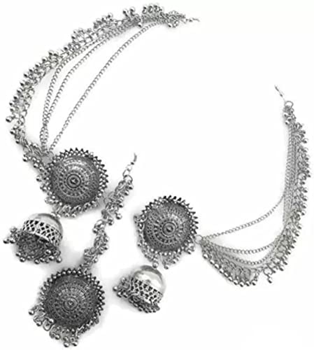 Womens Aadishree Slvr Bahubali & Payal Patta Combo Jewel Set - Image 5