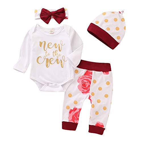 Image of Mikrdoo Newborn Baby Girl Clothes Cotton Romper Pants Outfits Set Baby Girl Outfit Cute Newborn Girl Outfits 0-3 Months Baby Girl Clothes