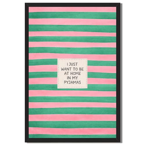 Cozy Pink and Green Striped Wall Art Print, Inspirational Quote