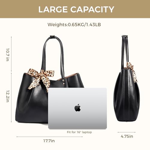 Bolso tote grande para mujer de cuero vegano miniatura 3