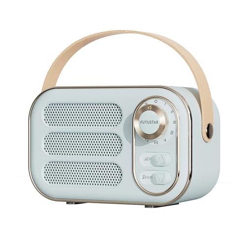 可愛い レトロ Bluetoothスピーカー つまみ型ボリューム無段階調節 ポータブルスピーカー ブルートゥーススピーカー ステレオ ー ワイヤレススピーカー (blue)