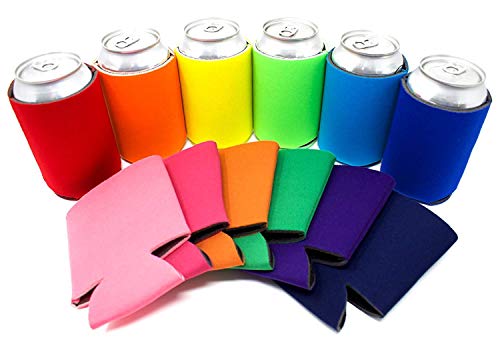 TahoeBay 12 Blank Beer Can Coolers, Plain Bulk Collapsible Soda Cover Coolies, DIY