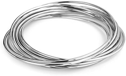 Bling Jewelry Set of 10 Interlocking Twist Multi Stacking Bangle for Women Bracelets Round Smooth Thin Silver Tone Stainless Steel for Women Teens