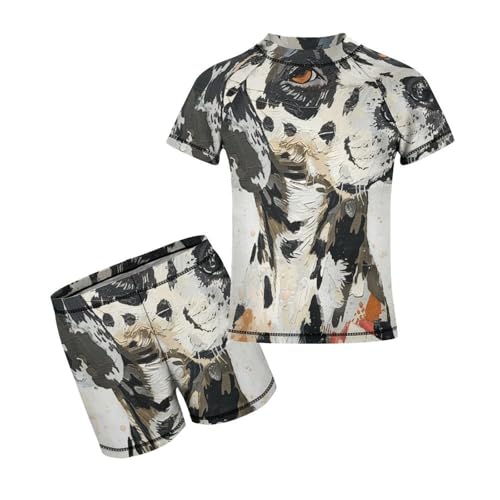 Leopard Dalmatian PrintChildren's Casual Swimsuit Set - Simple and Versatile8-10Y（130cm）