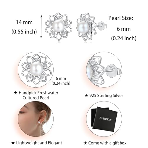Pearl Stud Earrings Handpicked Freshwater Cultured Pearl Earrings for Women Hypoallergenic 925 Sterling Silver Cubic Zirconia Studs for Mother Her - image 6