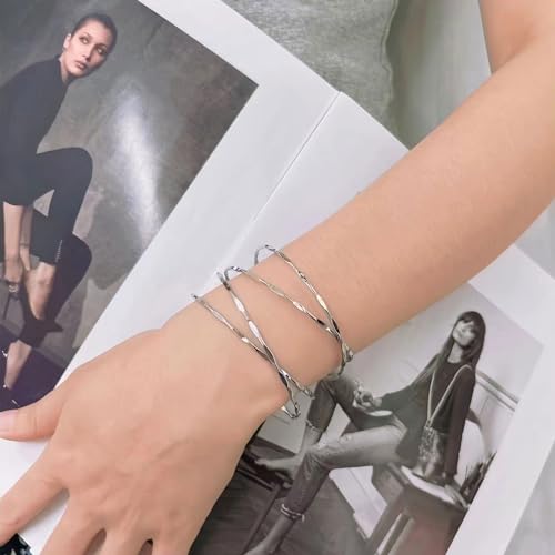 Women's Gold & Silver Minimalist Arm Cuff Bracelet3