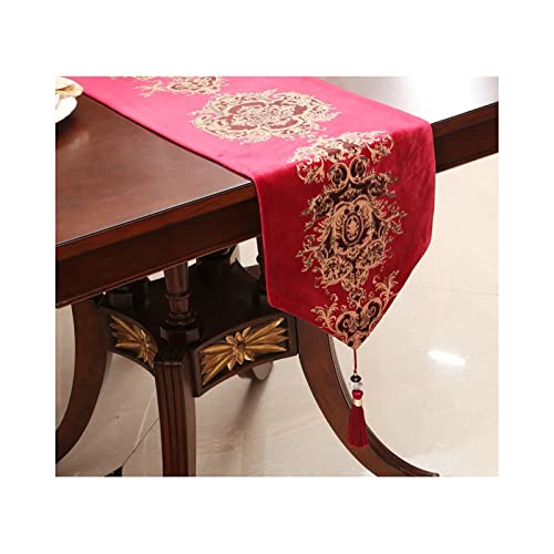 Chemin de table automne fleurs vintage rouge 210cm longue table salon