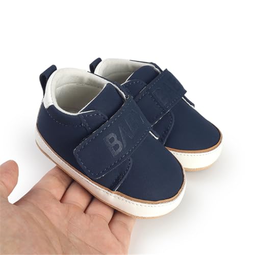 Image of HsdsBebe Baby Boys Girls Pu Leather Hard Bottom Walking Sneakers Toddler Rubber Sole First Walkers Infant Cartoon Slippers Crib Shoes