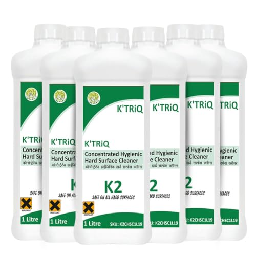 Image of K'TRiQ K2 Hygienic Disinfectant Surface & Floor Cleaner Liquid | Suitable for All Floors (Kitchen, Toilet, Bathroom & Office Surface Cleaner) | Kills 99.9% Germs (1 Liter,Pack of 6)