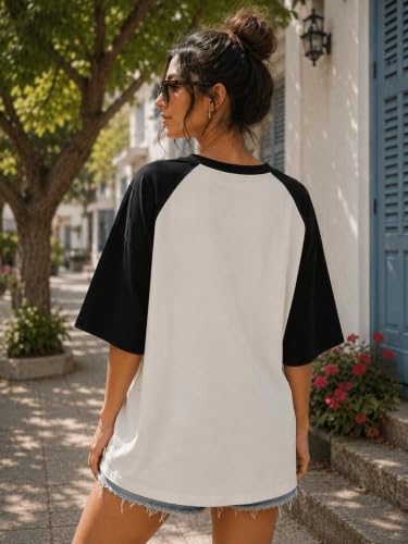 Image of ColorChakra Cotton Oversized Tshirt for Womens Down Shoulder Loose fit t-Shirt Women Baggy Style Oversize t-Shirt Korean fit