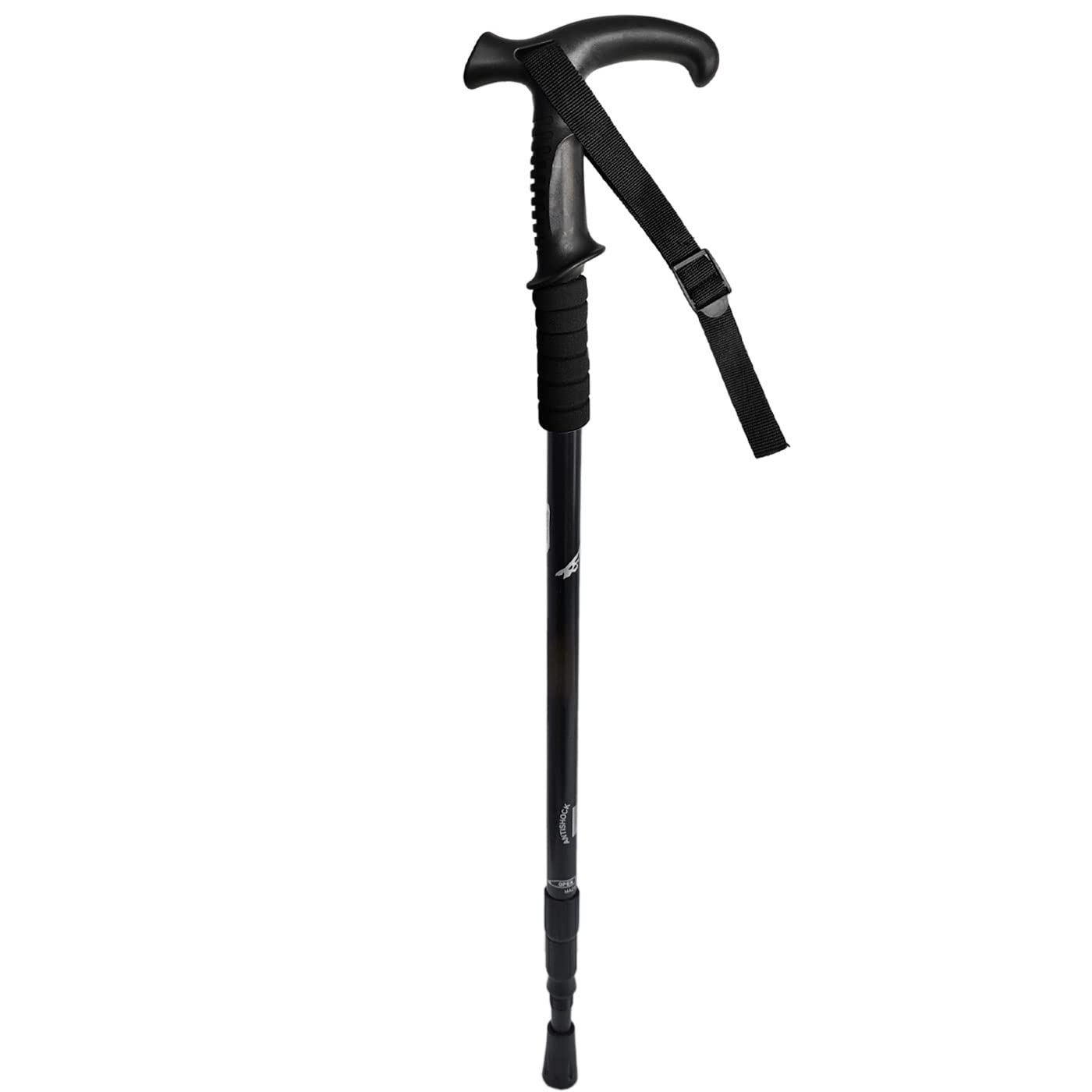 Acan Tradineur - Bastón de Trekking Extensible, Mango en T ergonómico, Palo de Senderismo telescópico, Aluminio, Ultraligero, antichoque, Caminar, montaña, 65-135 cm, Color Aleatorio