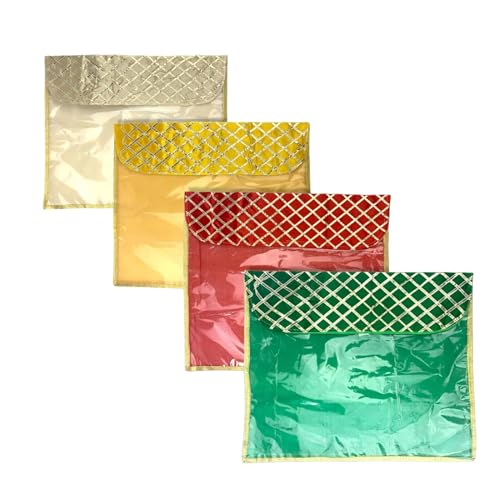 LOVENSPIRE 5 Assorted Gotta Patti Saree Bags Lehnga Cover Clothes Organizer Sari Storage Bag for Wardrobe and Gifting Storage Indian Wedding Favor Cloth Case Birthday