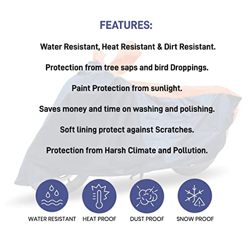 Image of Hunter 350 Two Wheeler Bike Cover Accessories - Dustproof - UV Protection - Premium Bike Cover Blue Orange