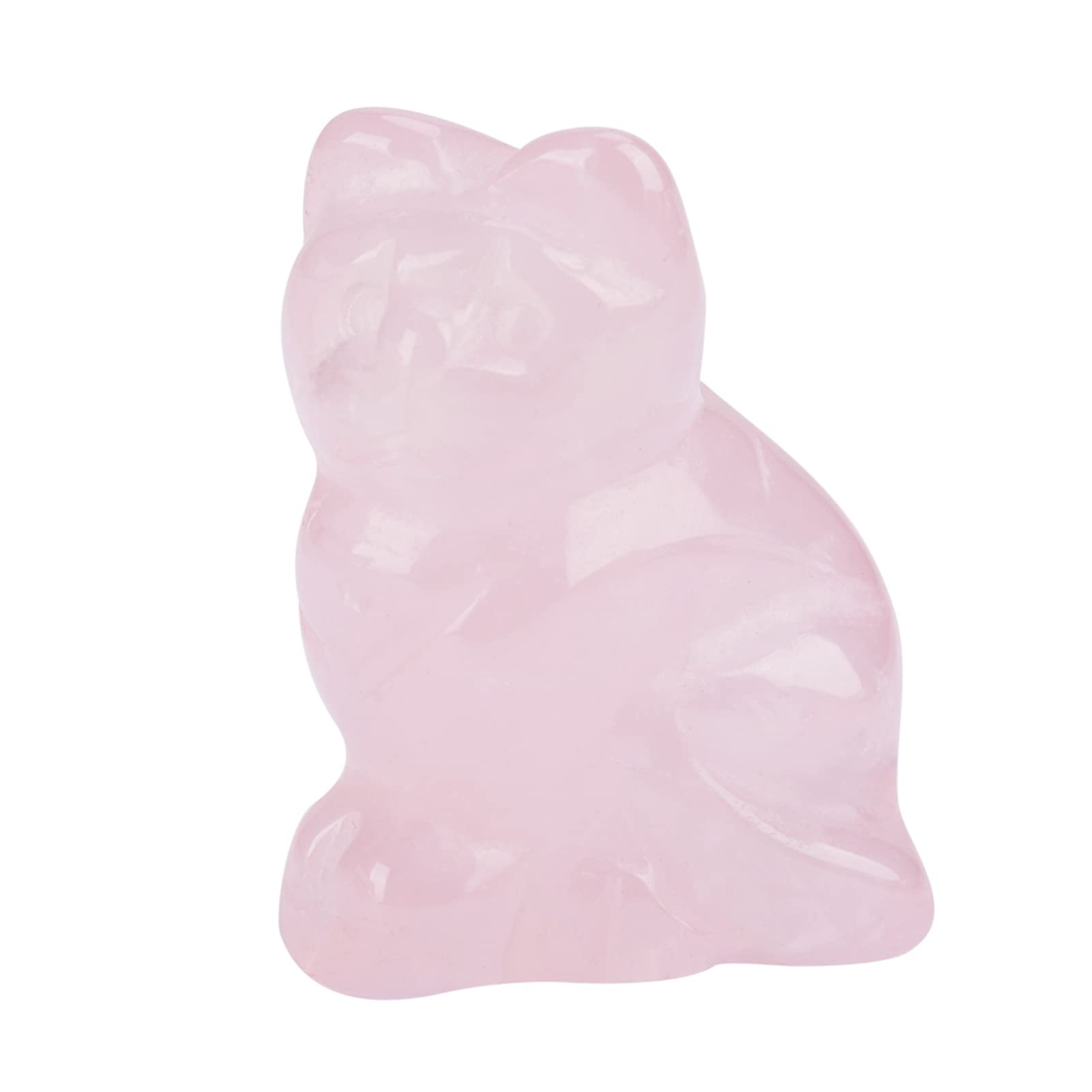 Rose Quartz Carved Kitten Shaped Decor Crystal Healing Stone Home Office Gemstone Decoration,1.4 x 1 x 0.6inch