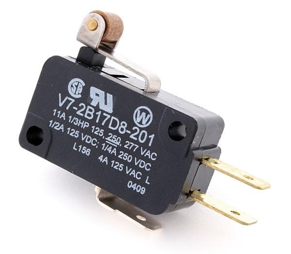 Honeywell, V7-2B17D8-201-5Pack, Micro Switch™ Miniature Basic Switches: V7 Series Single Pole Double Throw (SPDT) 4A 125 Vac 88g Maximum Operating Force Roller Lever Actuator UL Recognized CSA