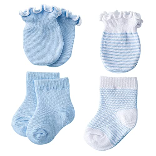 Veemoon Guantes De Algodón Para Bebés Mitones Antirañazos Color Azul Suave y Cómodo Accesorios Esenciales Para Niñas