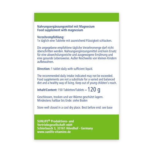 Sunlife Magnesium Tabletten 300 mg, 150 Tabletten