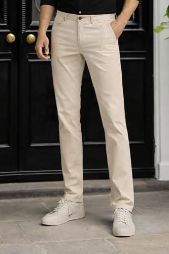 Image of Louis Philippe Men's Slim Fit 5 Pocket Made of Stretch Fabric Solid Casual Trouser