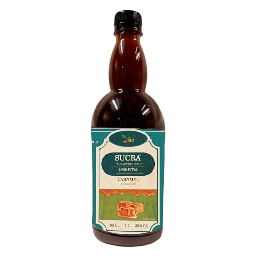 Ved Sirope Premium 1L para Café y Cócteles, sin azúcar sabor Caramelo, Vegano, Sin Gluten y Sin Grasa.