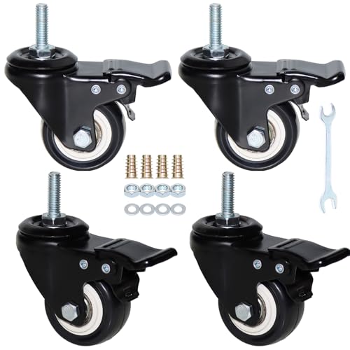 23939 caster wheels swivel stem casters 5163939 - 18x13939 screw diameter 5163939 screw height 13939 330lbs heavy duty threaded casters no noise pu dual locking castors with brake
