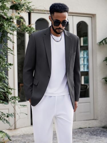 Image of MAGE MALE Men's One Button Suit Jacket Elegant Solid Color Blazers Slim Fit Lightweight Sport Coats Blazer
