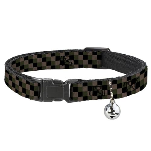 Collar para gato ajustable mediano textil estampado cuadros Buckle-Down 2