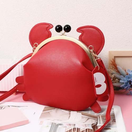 Fashionable Pu Crab-shaped Crossbody Satchel Handbag for Women Girls Chic and Unique Design for Parties Travel Daily Use Fully Lined Interior Loved2