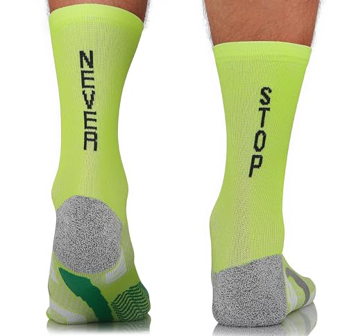 TODO RUNNING RAID LONG Laufsocken mit Lustige Aufschrift, Anti Blasen Socken, Running Socks Men. Bunte Sport Socken Damen 39-42, Laufsocken Herren (Never Stop, 39-42)