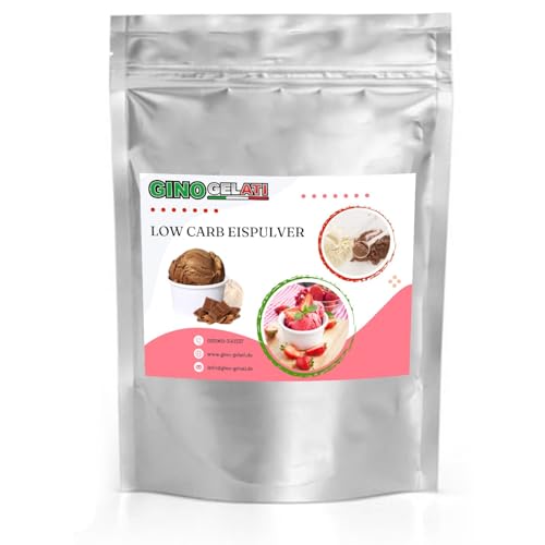 Gino Gelati Low Carb Eis Pulver Vegan Zucker-, laktosefrei mit Schokoladengeschmack, verschiedene Varianten, schnelle und einfache Zubereitung ohne Eismaschine (1 Kg, Schoko)