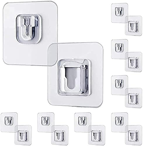 JAPVA MART® Double-Sided Adhesive Wall Hooks- Wall-Sticking Hooks Without Punching and Nails Waterproof Oil-Proof Heavy-Duty Self for Bathroom Kitchen 10 Pairs Hooks| 6kg Max Hooks| Hanging