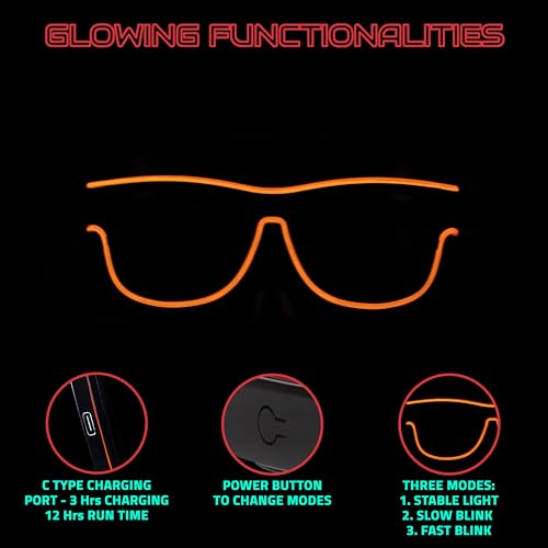 Image of Hookaba LED Jam Shade Party Glasses | Unisex Wireless Light-Up for DJ Night, Live Concerts, Halloween, Birthdays | Neon Specs for Boys, Girls, Kids | Dynamic Colors for Carnival & Clubbing
