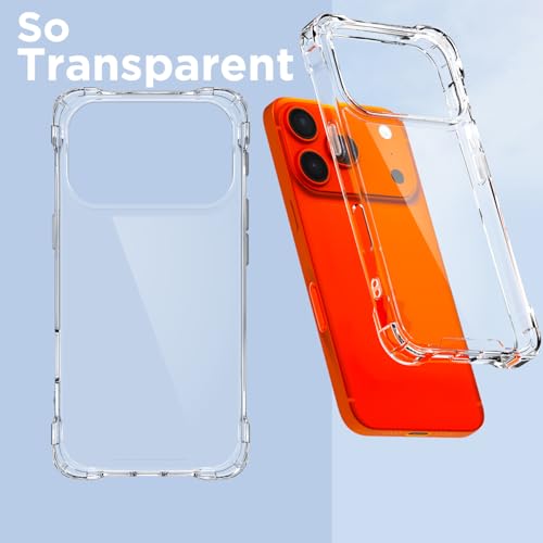 Image of Pikkme Back Cover for iPhone 17 Pro PC + TPU Clear Transparent Raised Edges Shockproof Protective Phone Bumper Case(Transparent)