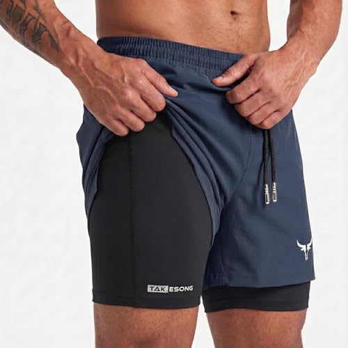 Image of Lymio Men Shorts | 2 in 1 Active Dual Shorts with Inner Tights Layer | Men's Double Layer Short for Running, Gym & Sports (SSM-S-09-11)