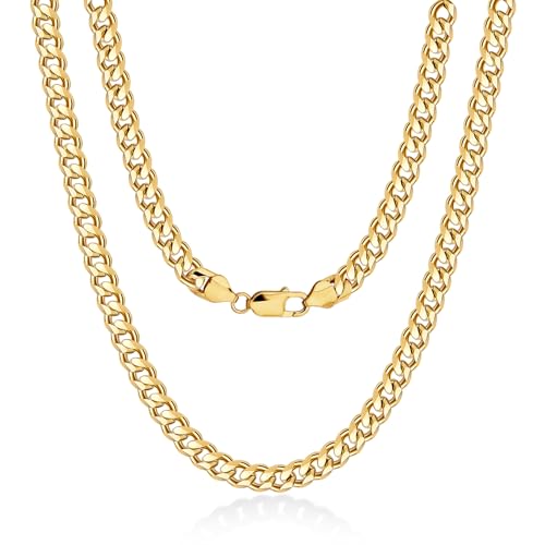 CHENETOILE 14K Gold Mens Cuban Link Chain 5mm Gold Necklace for Men 22-24 Inch