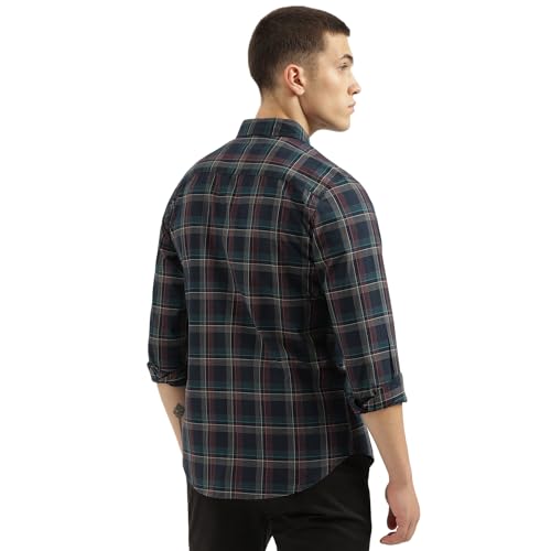 Image of United Colors of Benetton Slim Fit Spread Collar Checkered Shirts