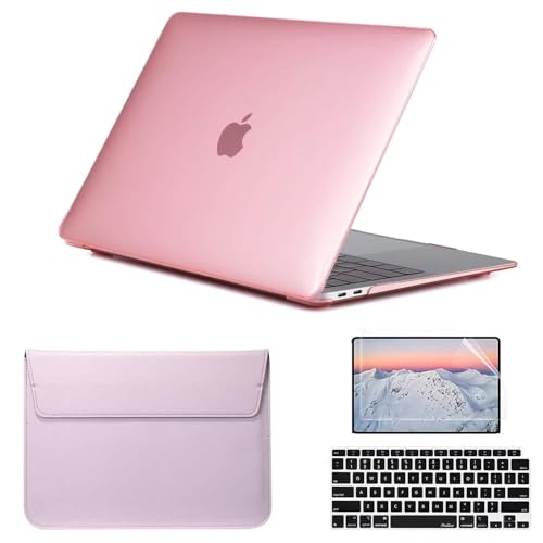 SsHhUu Custodia per 4 in 1 MacBook Air 11 Pollici (A1370 & A1465), Plastica Cover con Tastiera Cover & Proteggi Schermo & Borsa per MacBook Air 11.6 Pollici (Release 2010-2015) Rosa
