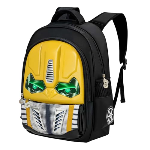 CNRYRIO Kids Backpack for Boys Ages 3D Mecha Cartoon School Bookbag for Kindergarten Elementary Durable Waterproof Backpack with Adjustable Straps Interactive LED Light Up Gift for School & Day Trip